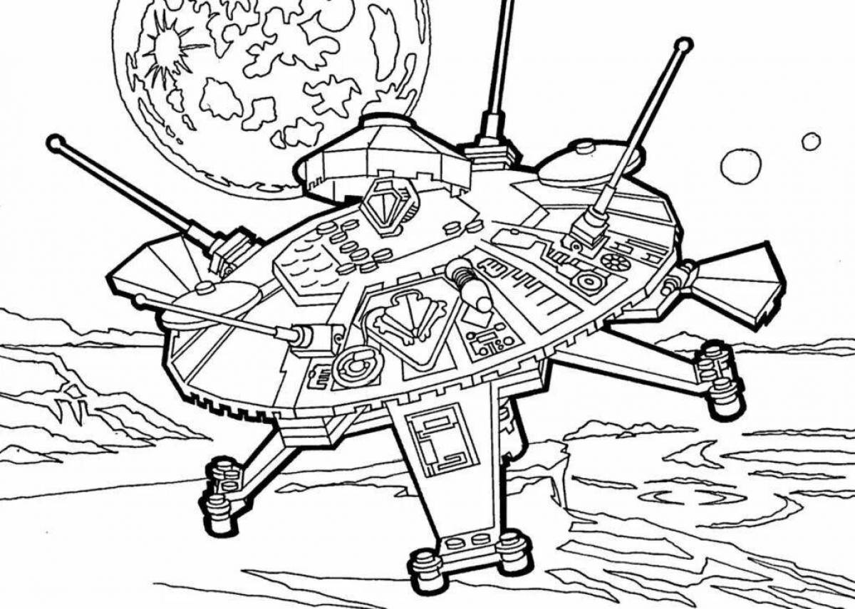 Coloring page dazzling spaceship