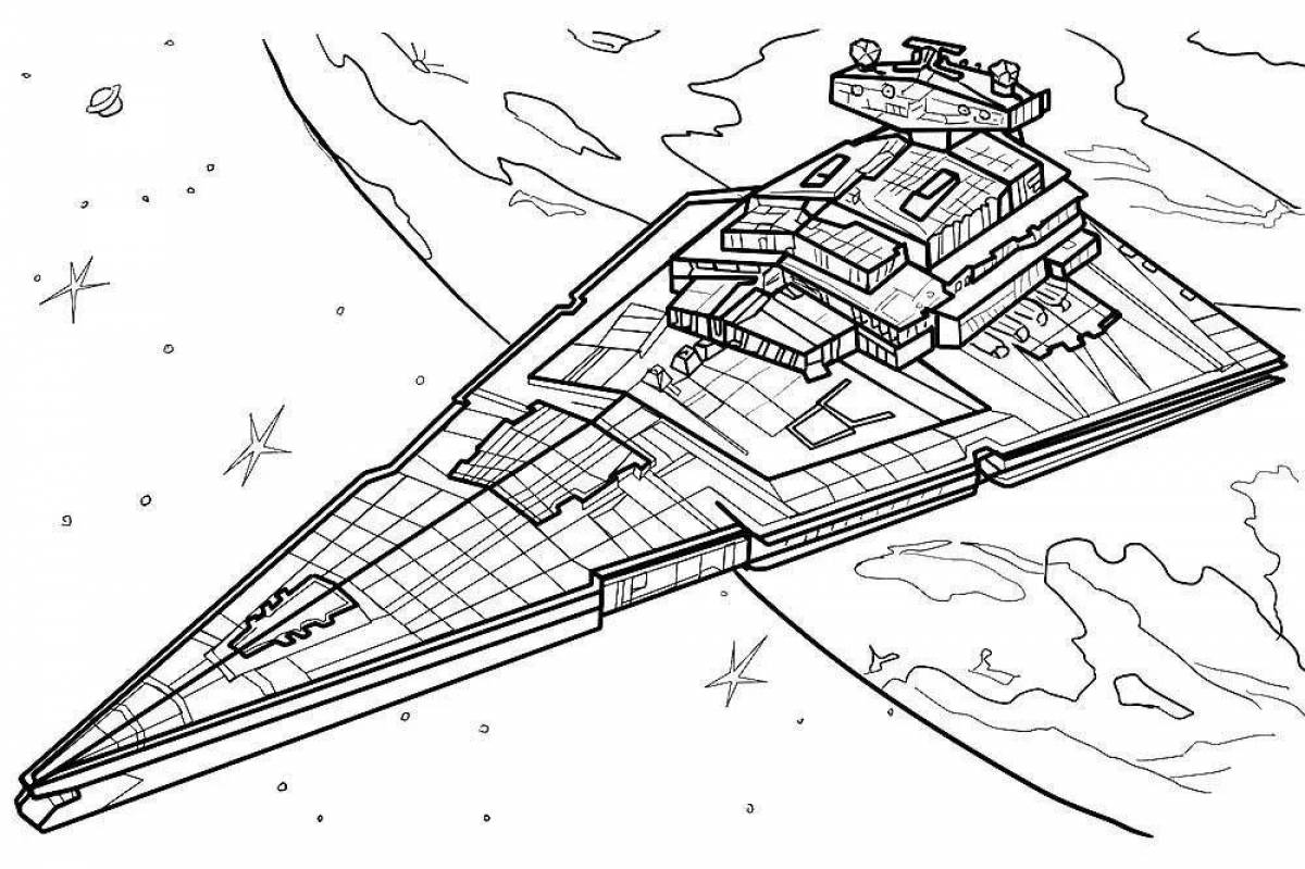 Playful spaceship coloring page