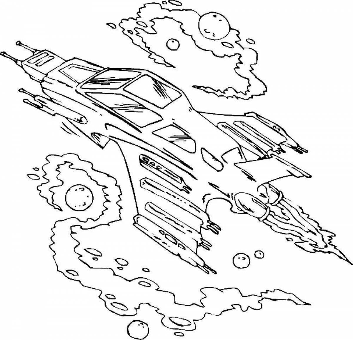 Fun spaceship coloring page