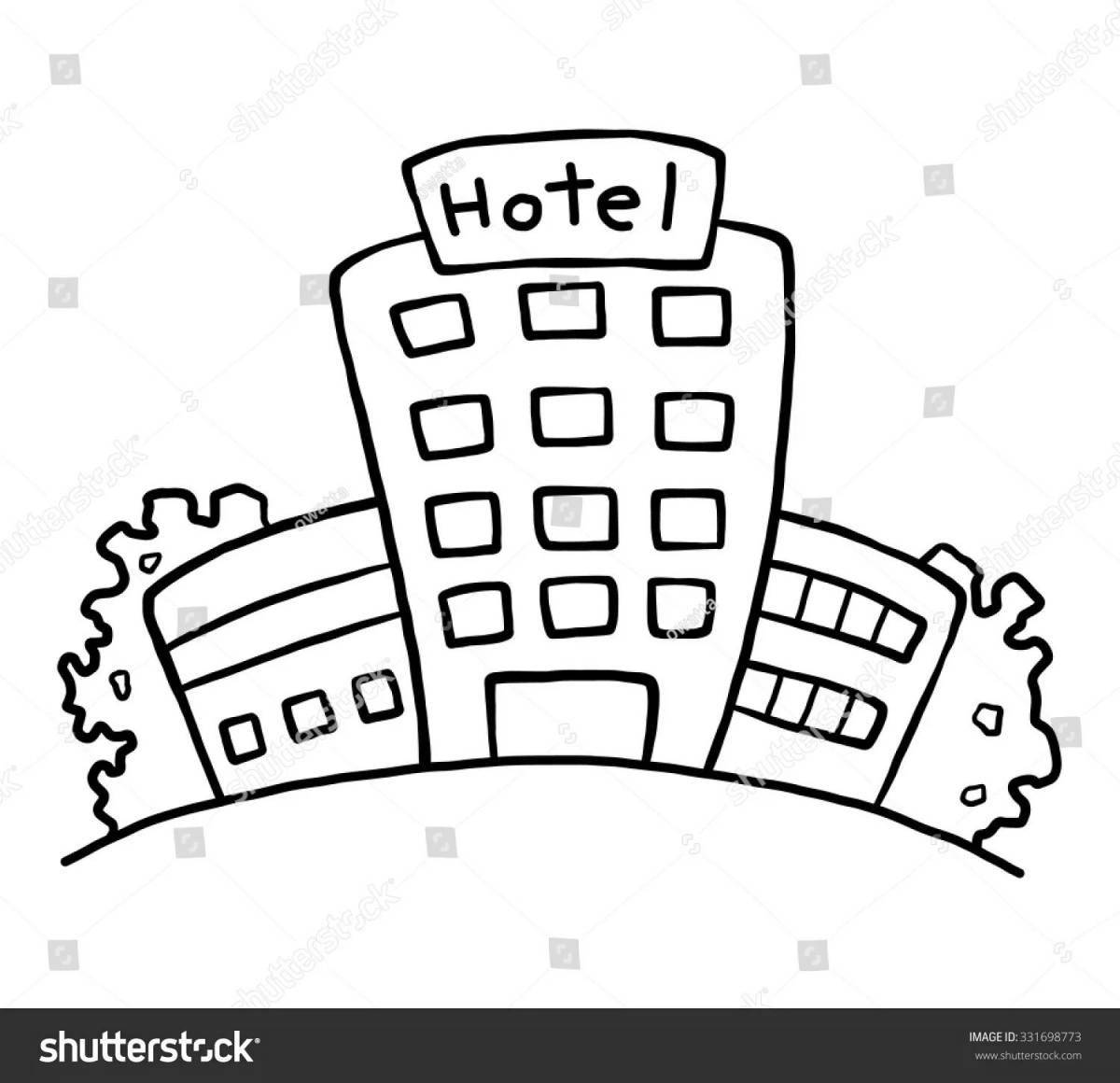Charming hotel coloring page