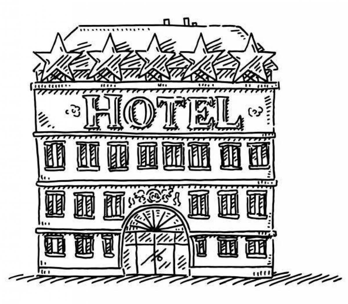 Coloring page nice hotel