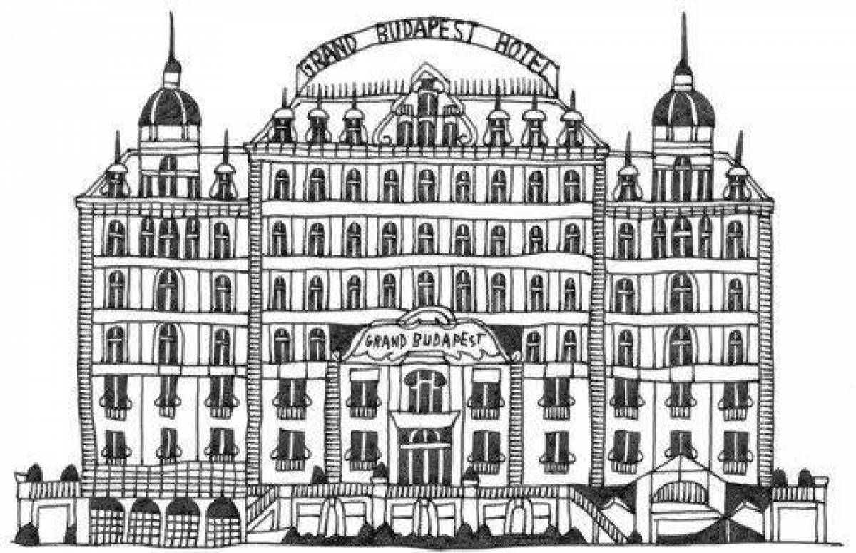 Coloring page charming hotel