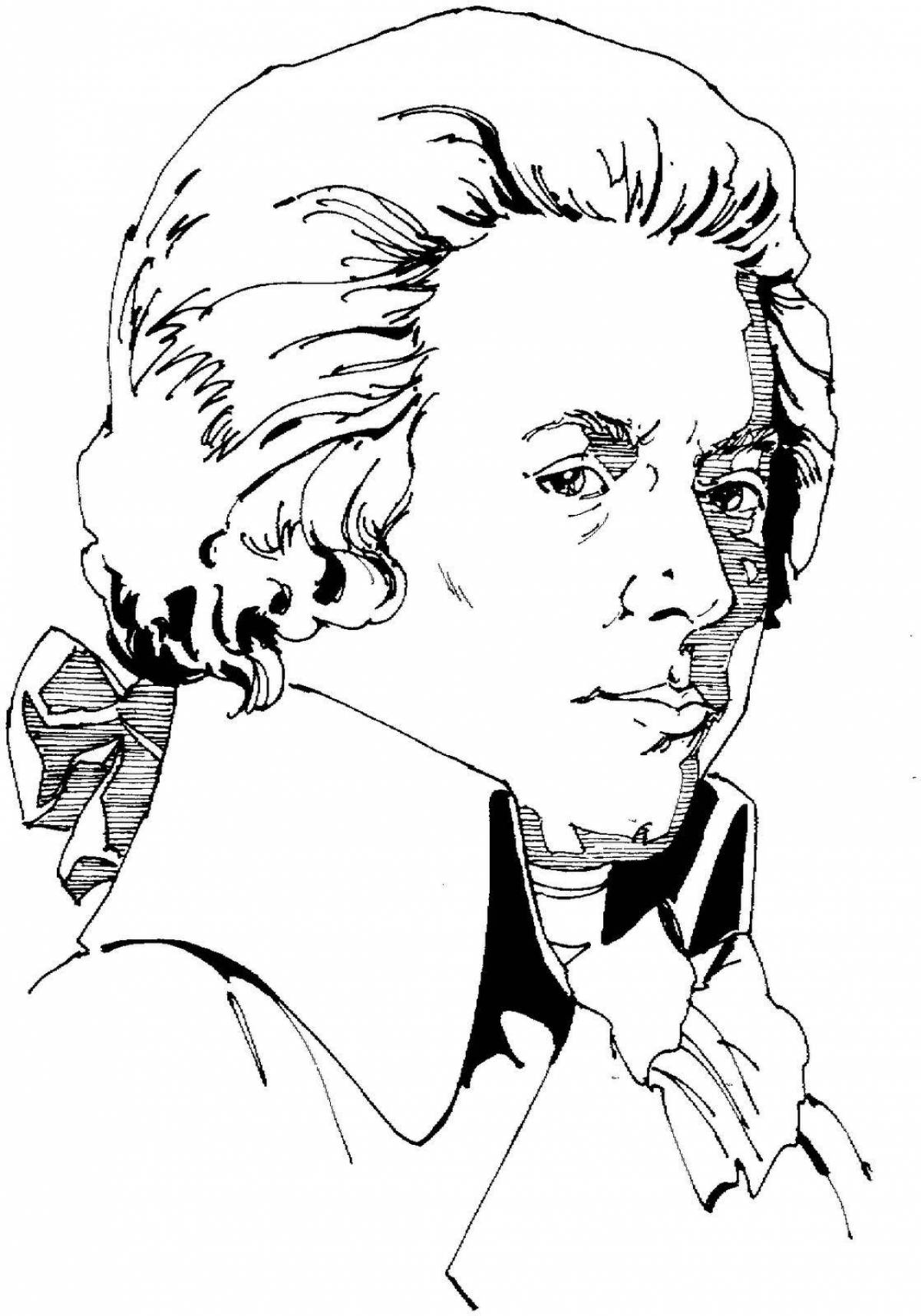 Юмористическая раскраска моцарт