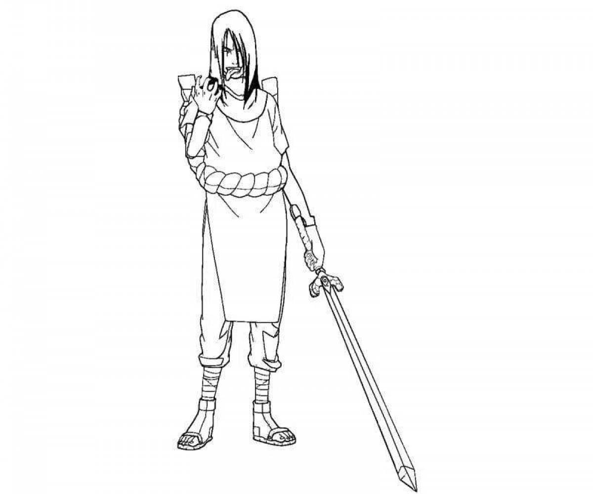 Красочная страница раскраски орочимару