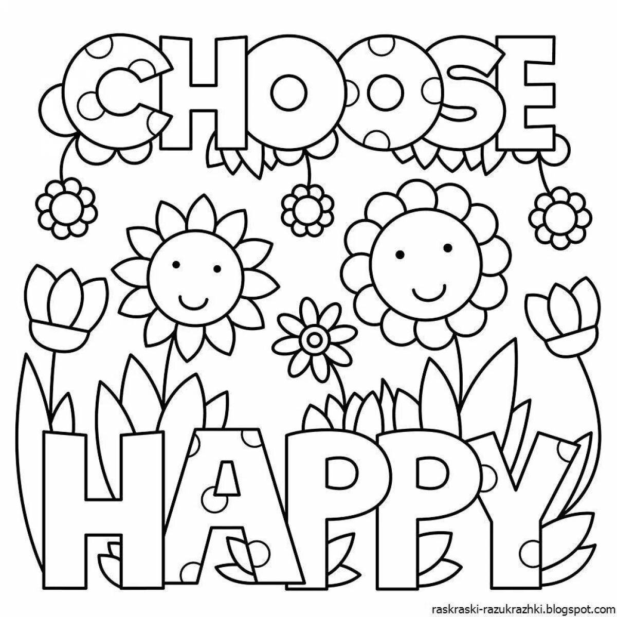 Serene happy coloring page