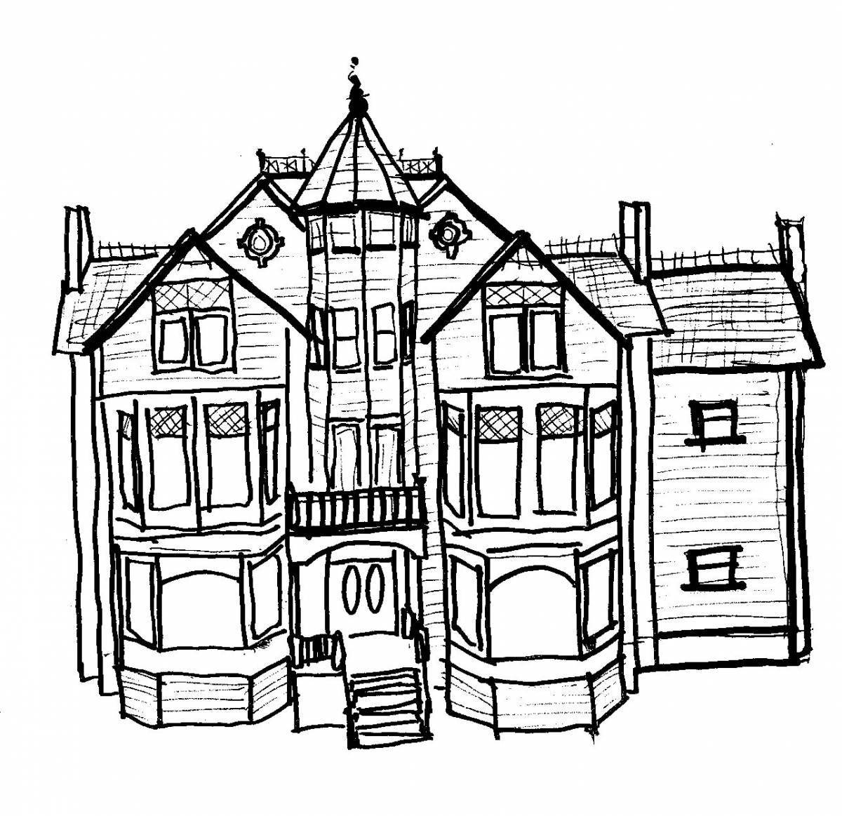 Coloring page of the stately mansion