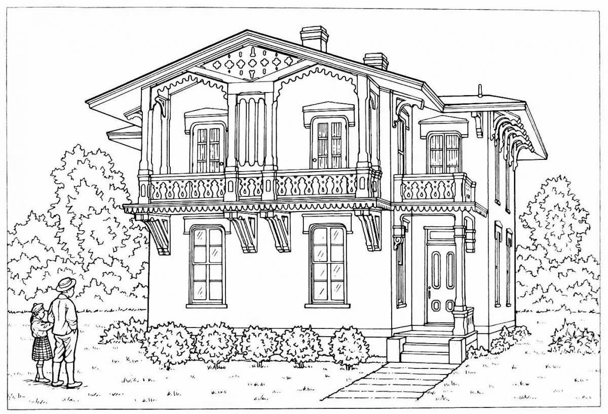 Coloring page charming mansion