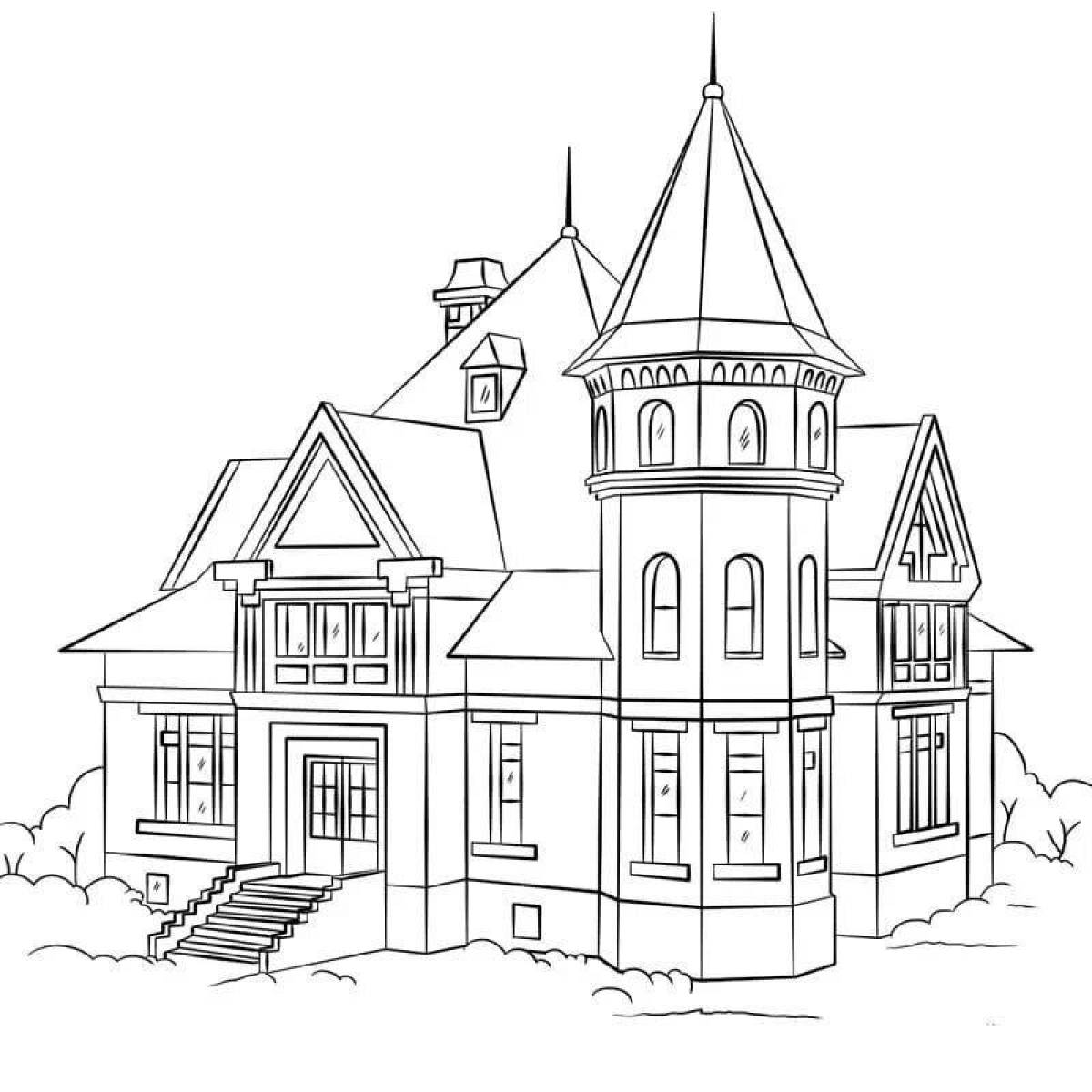 Large mansion coloring page