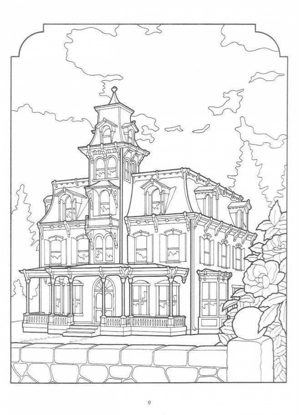 Luxury mansion coloring page