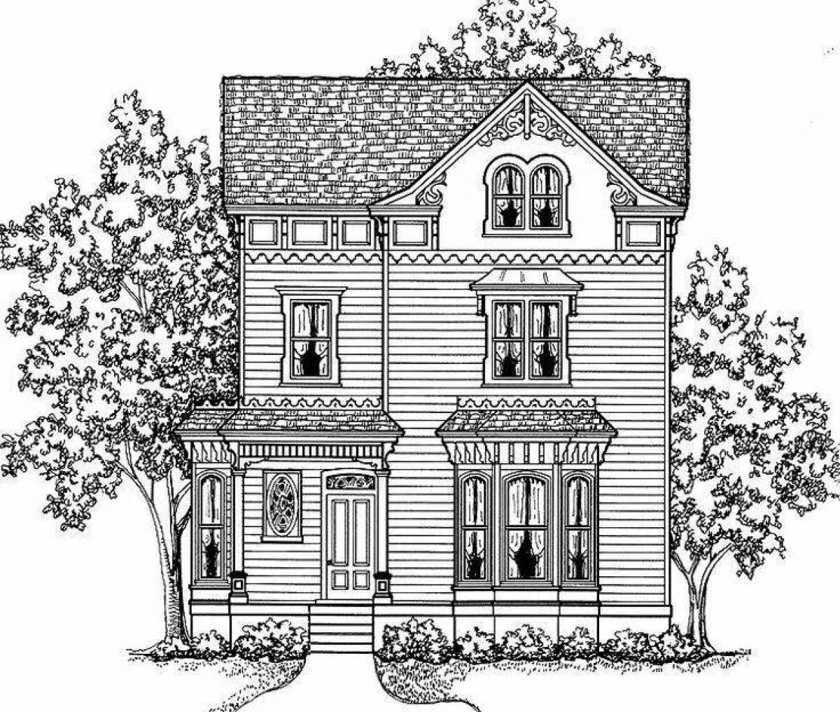 Ornate mansion coloring page