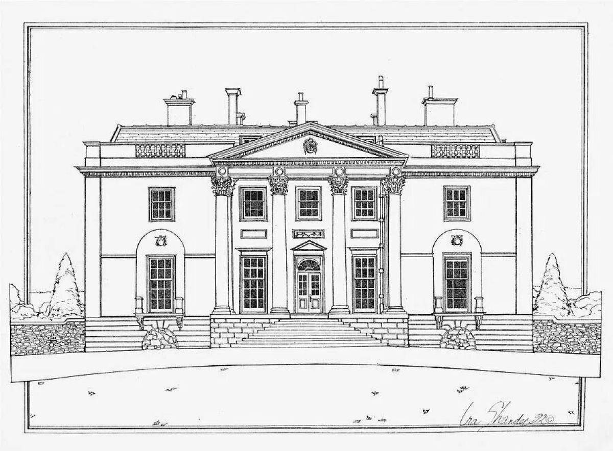 Glamorous mansion coloring page