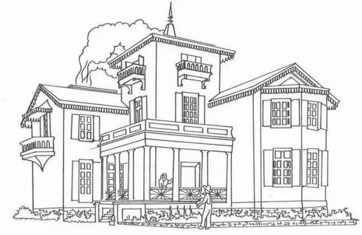 Fabulous mansion coloring page