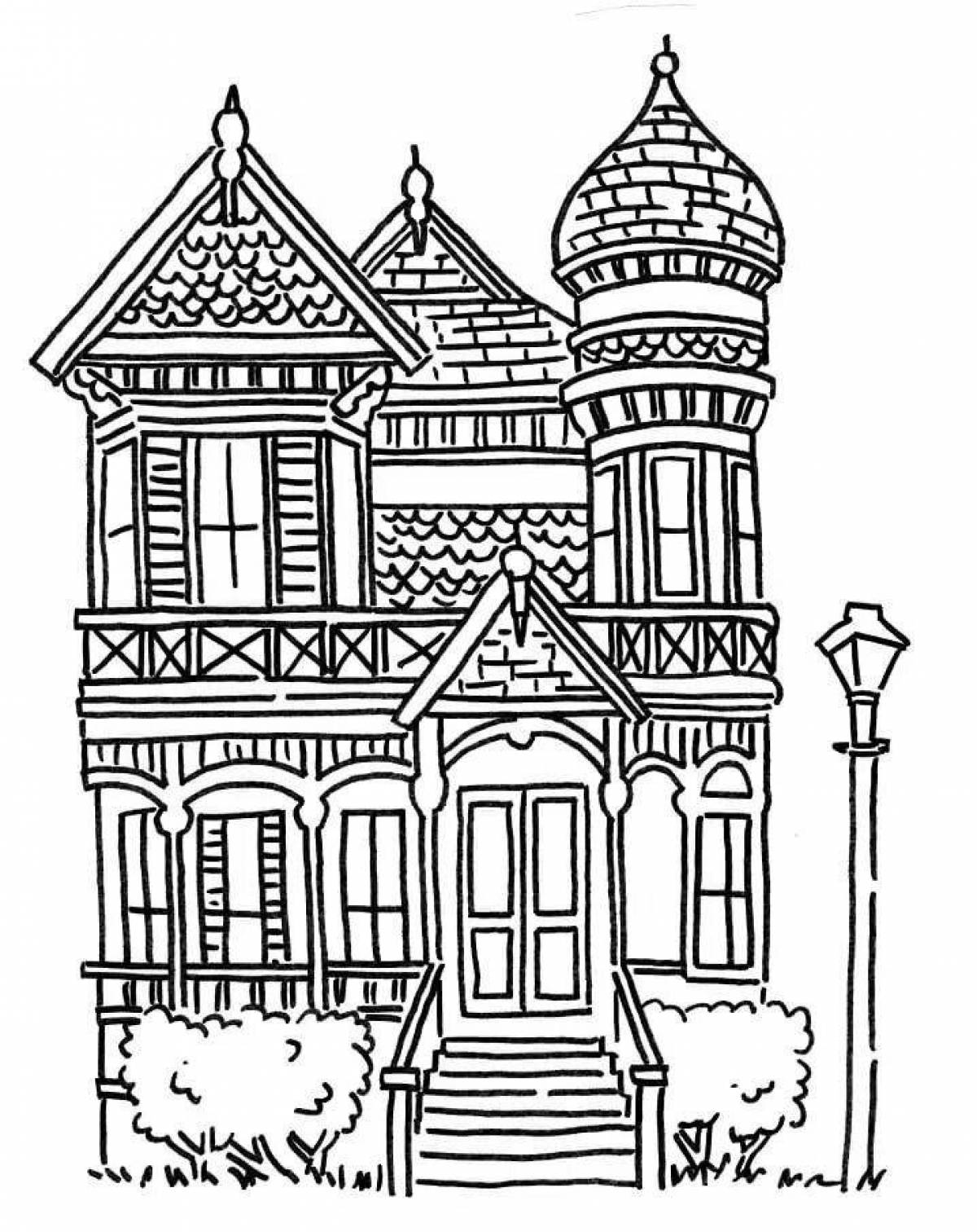 Exotic mansion coloring book