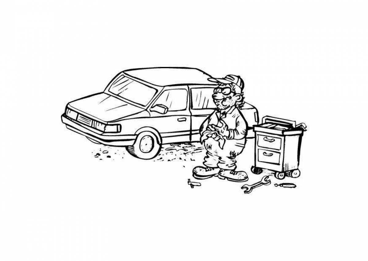 Charming mechanic coloring book