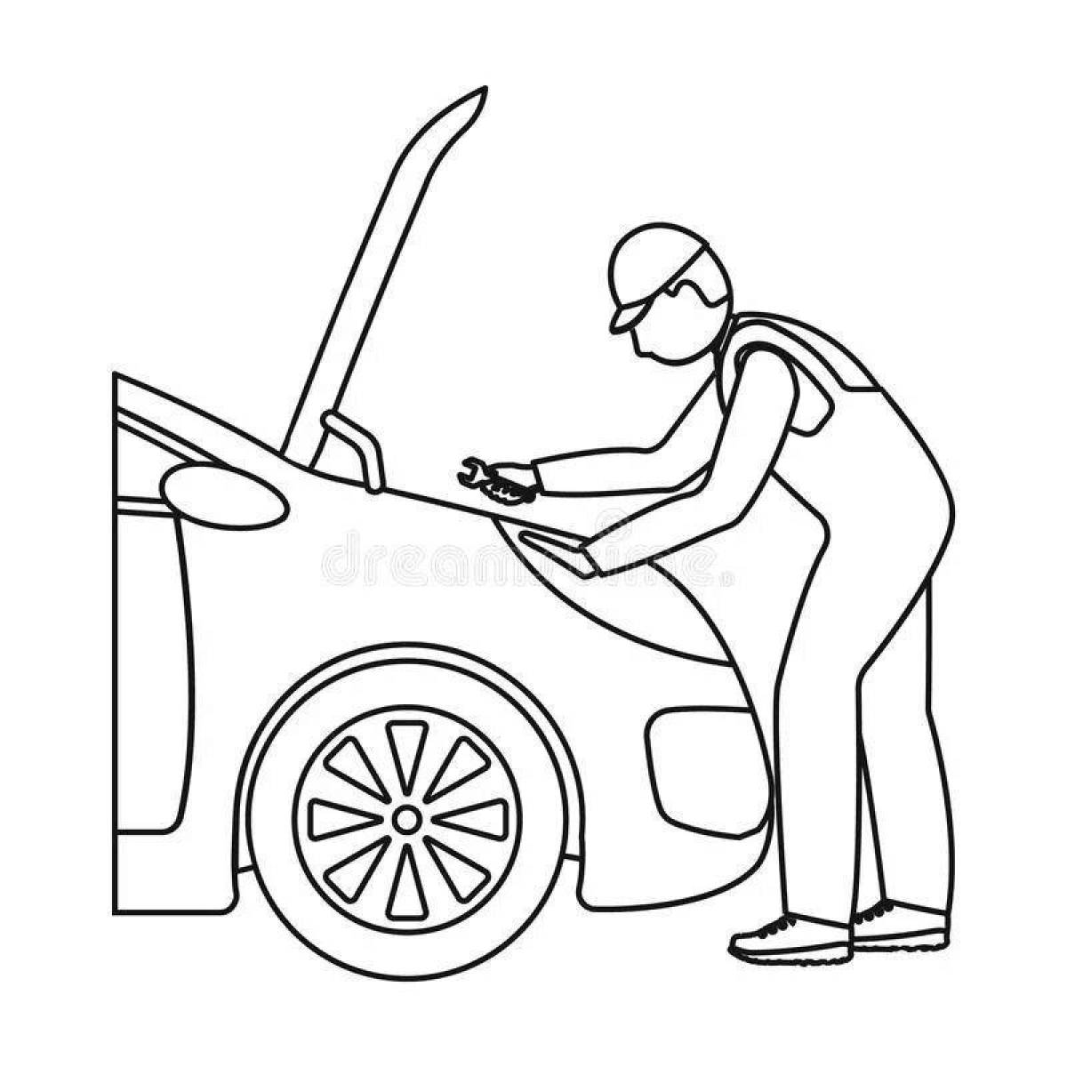 Раскраска Яркая раскраска механик