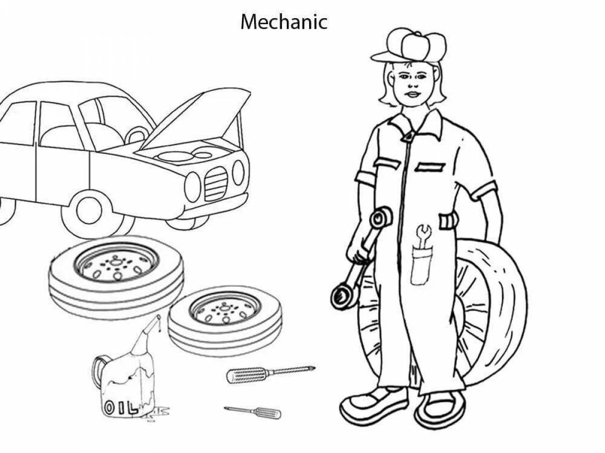 Amazing mechanic coloring page