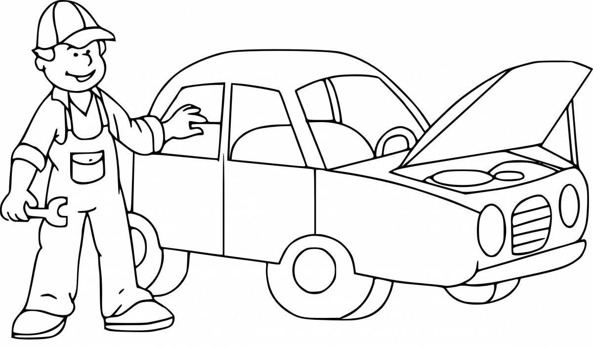 Exciting mechanic coloring book