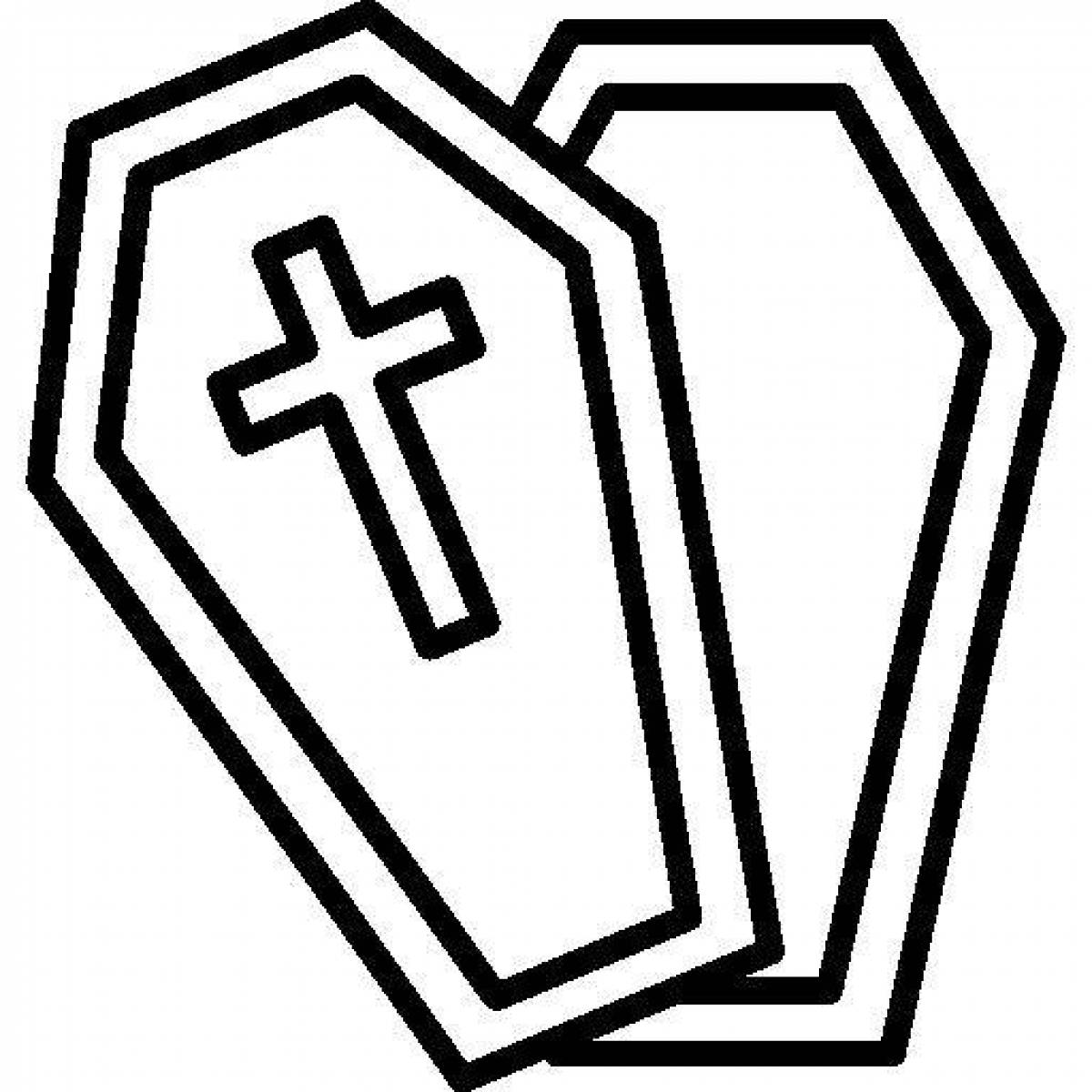 Detailed coffin coloring page