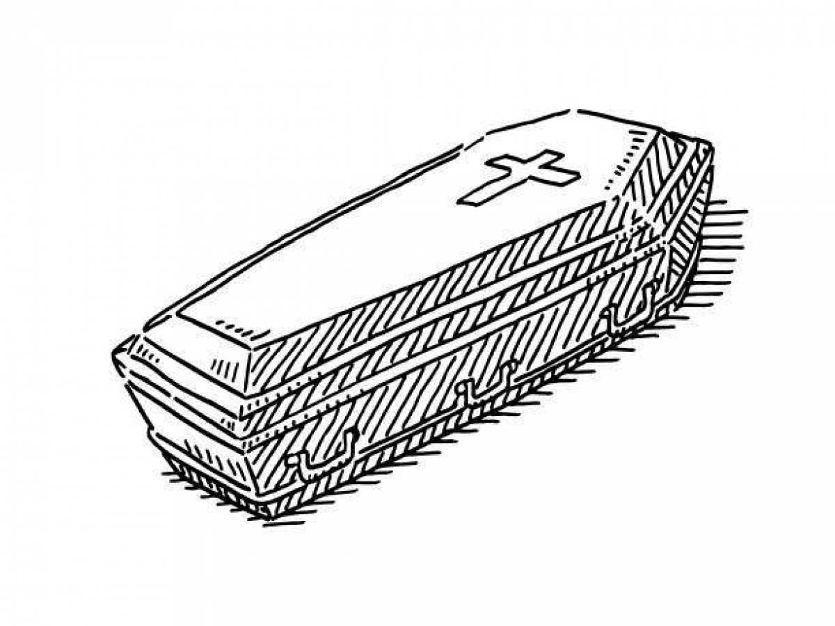 Adorable coffin coloring page