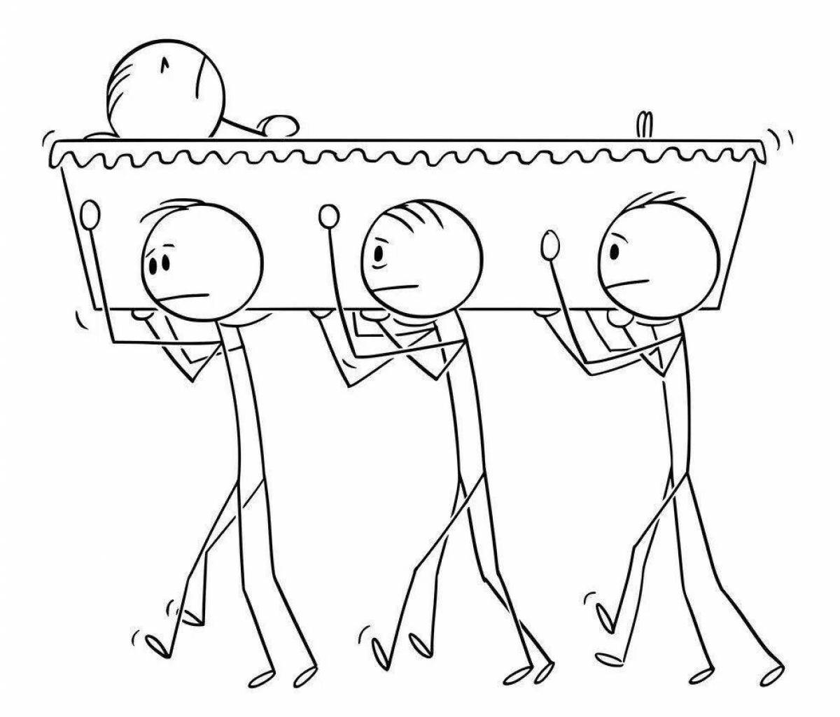 Coloring book striking coffin