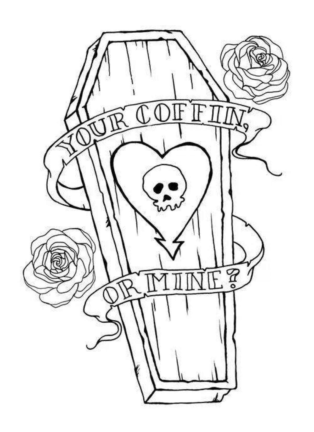 Coloring book gorgeous coffin