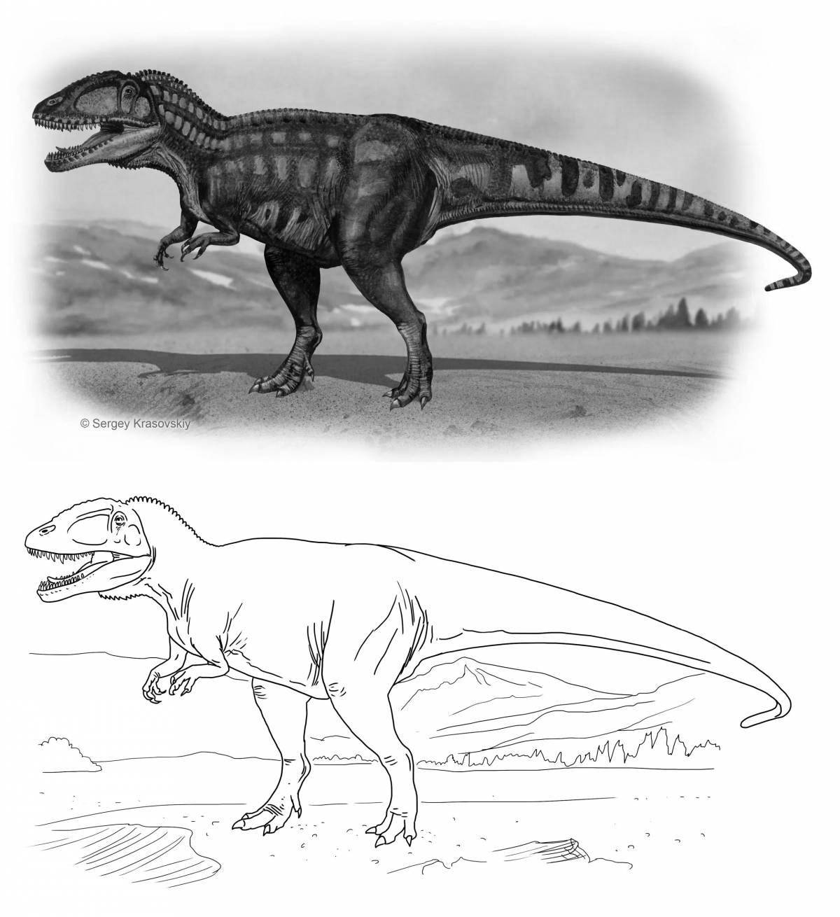 Яркая раскраска кархародонтозавр