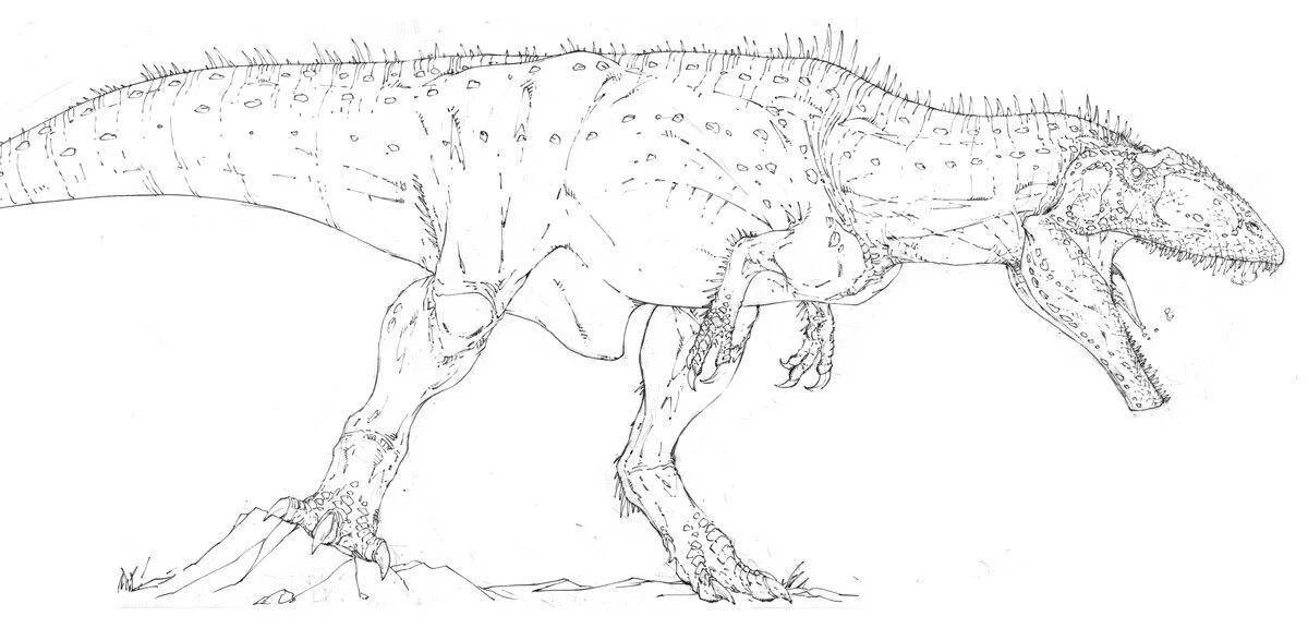 Блестящая страница раскраски кархародонтозавра