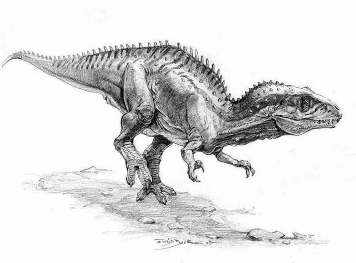 Раскраска очаровательный кархародонтозавр
