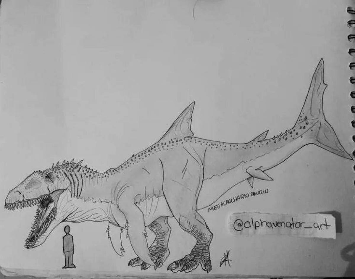 Очаровательный кархародонтозавр раскраска