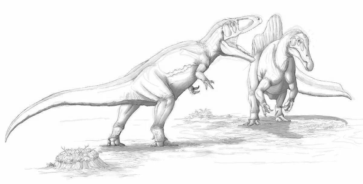 Удивительная страница раскраски кархародонтозавр