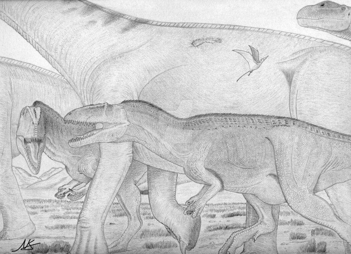 Невероятная раскраска кархародонтозавр