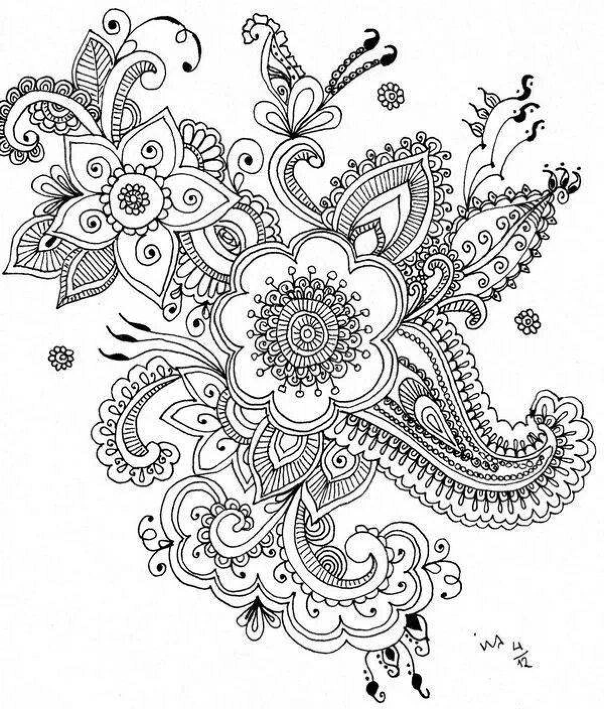 Delightful mehendi coloring page