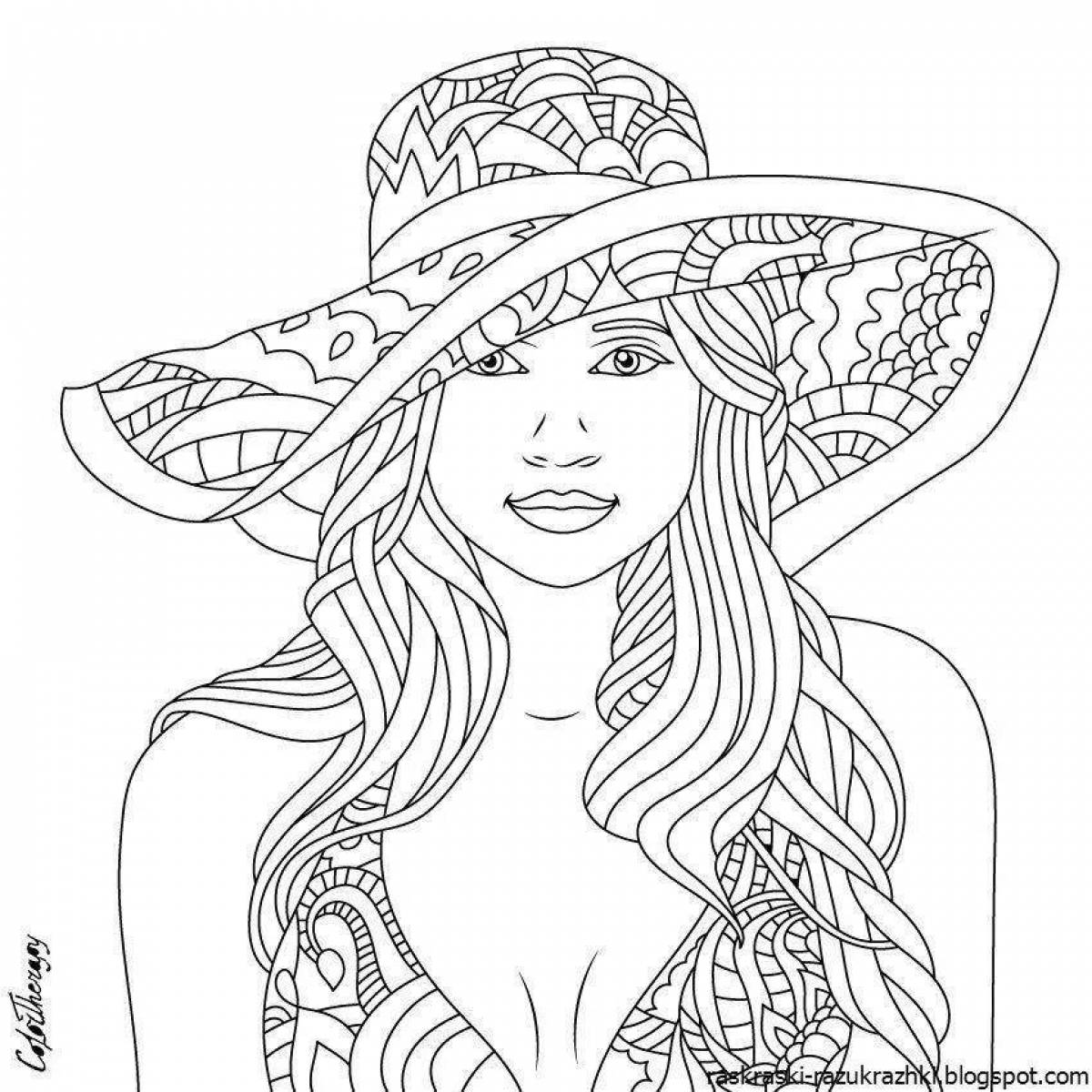 Charming lady coloring book