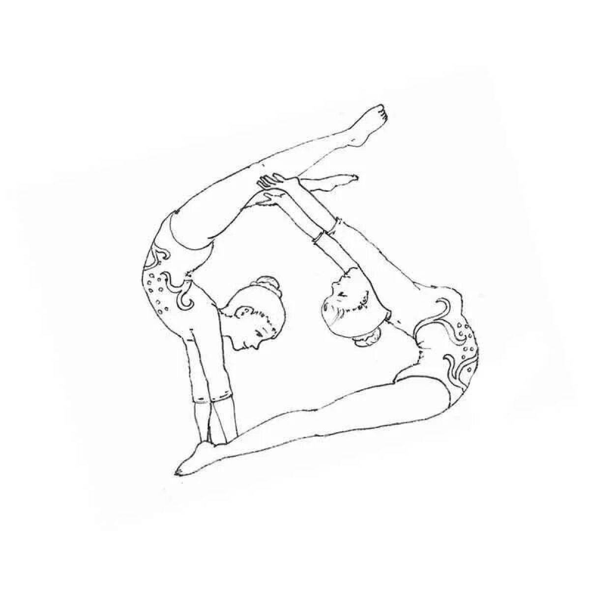 Colorful acrobatics coloring page