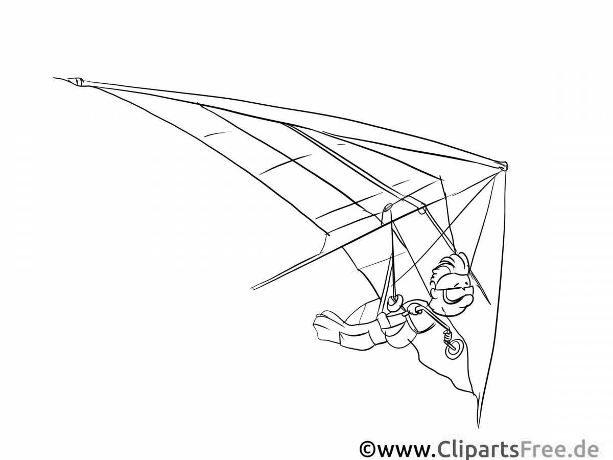 Colorful hang glider coloring page