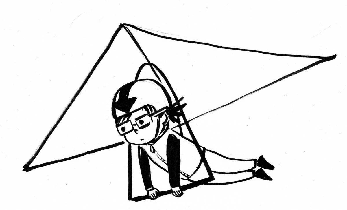 Playful hang glider coloring page