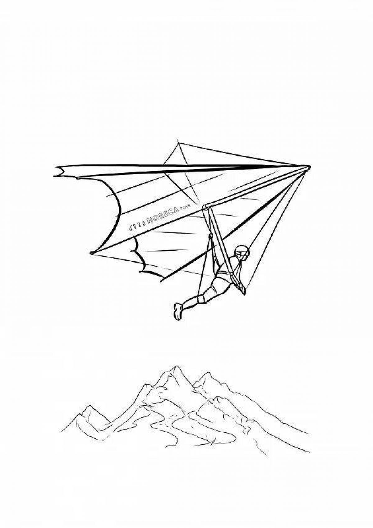 Fancy hang glider coloring page