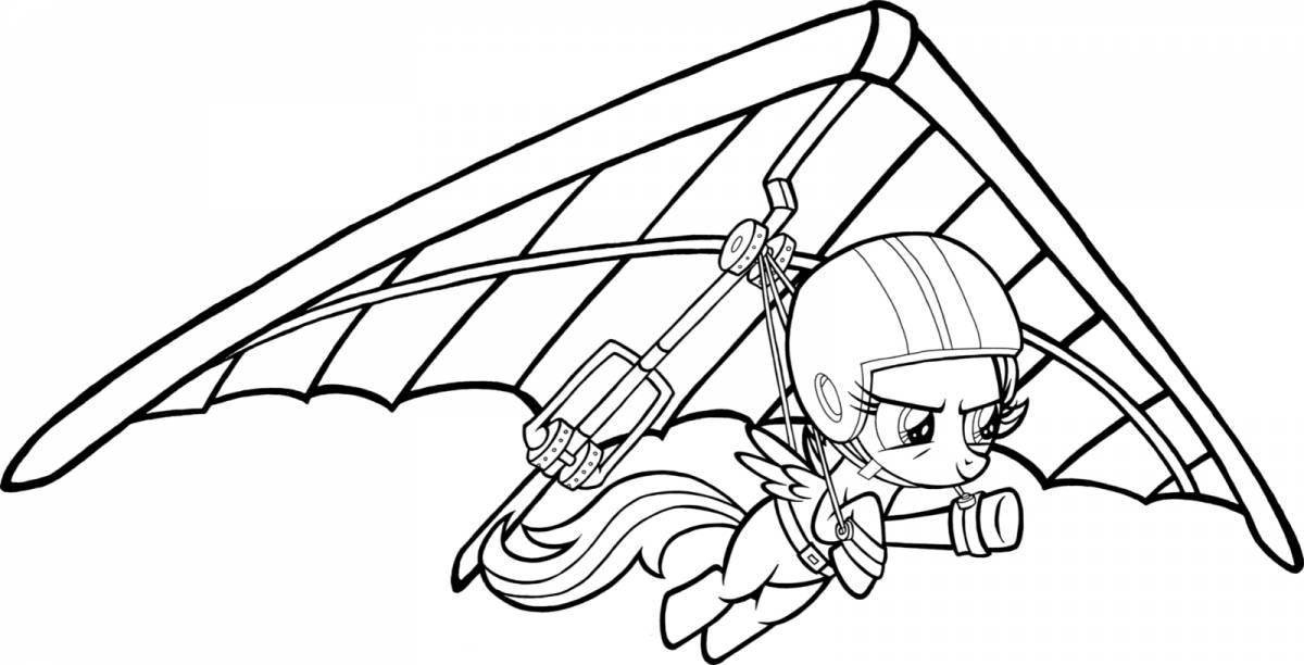 Dynamic hang glider coloring page