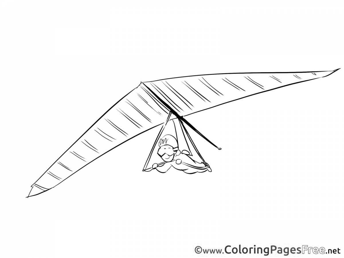 Анимированная страница раскраски дельтаплана
