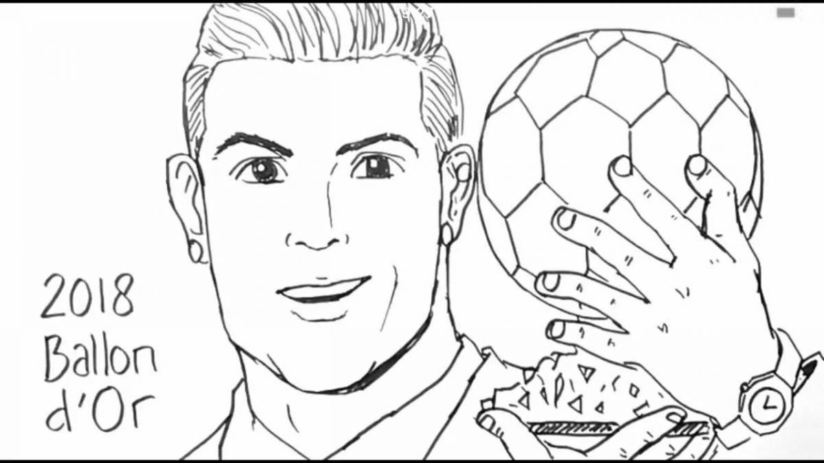 Colorful ronaldo football coloring page