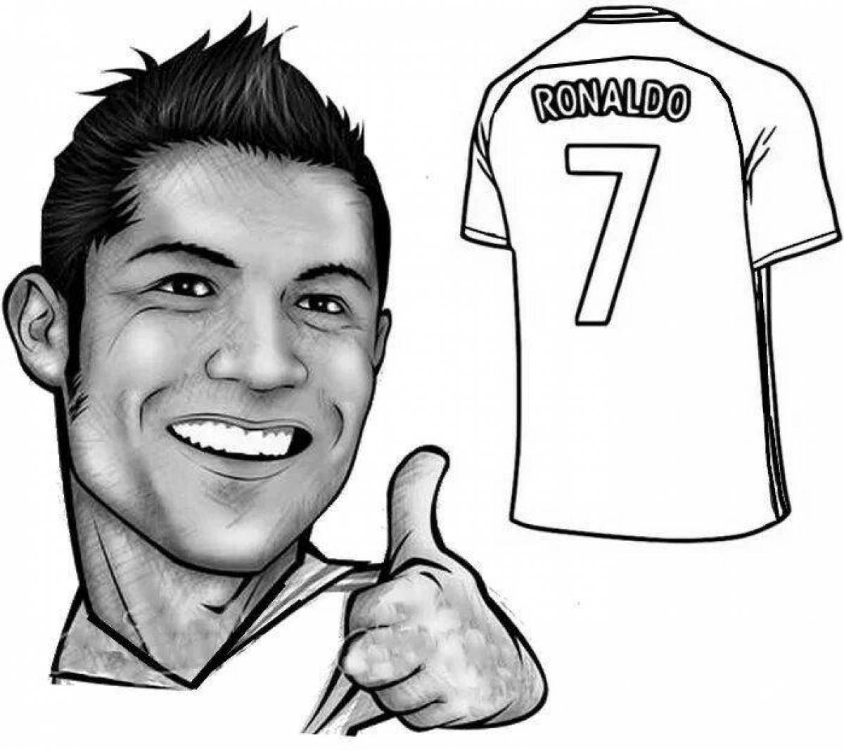 Coloring book shining ronaldo football