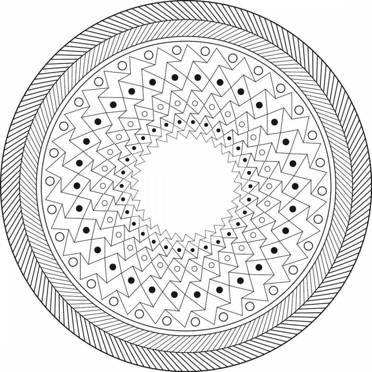 Coloring page with a fascinating circular pattern