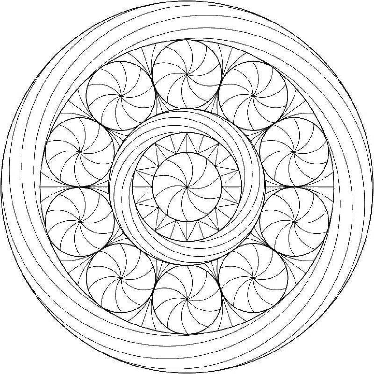 Gorgeous circular pattern coloring page