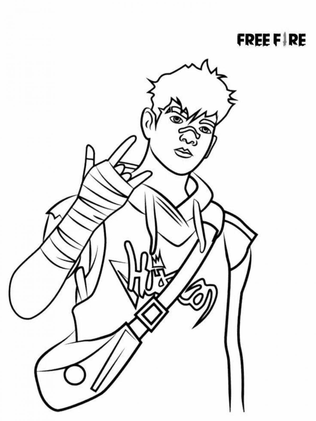 Free fire glowing coloring page