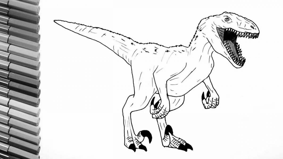 Radiant coloring page velociraptor blue