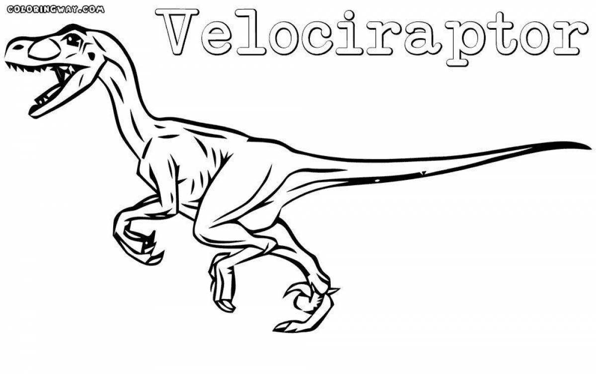 Terrific velociraptor blue coloring page