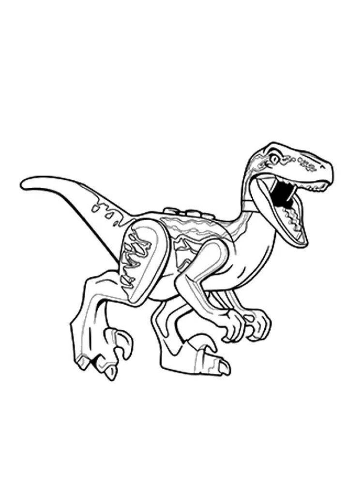 Glossy shaded velociraptor blue coloring page