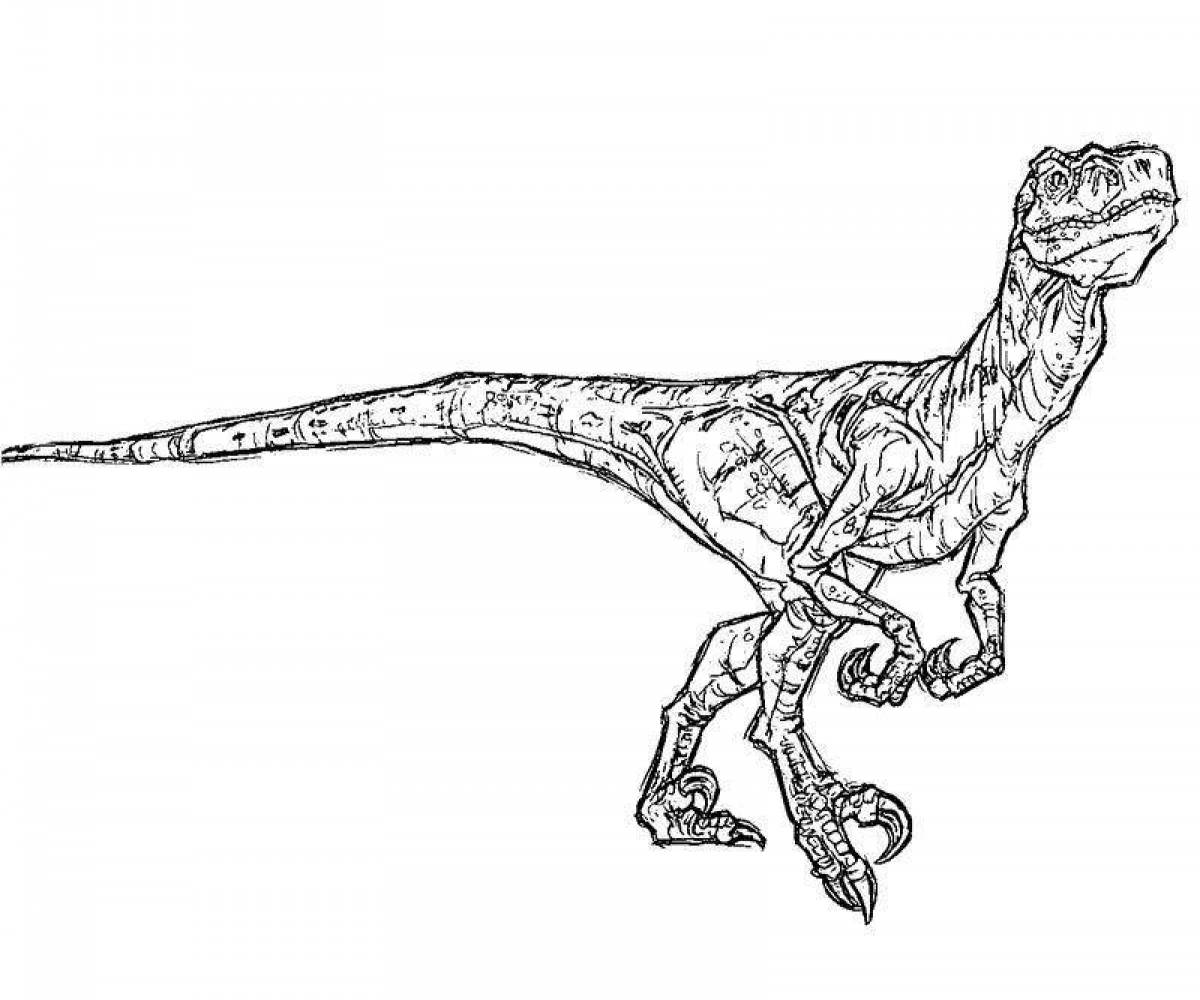 Brightly colored velociraptor blue coloring page
