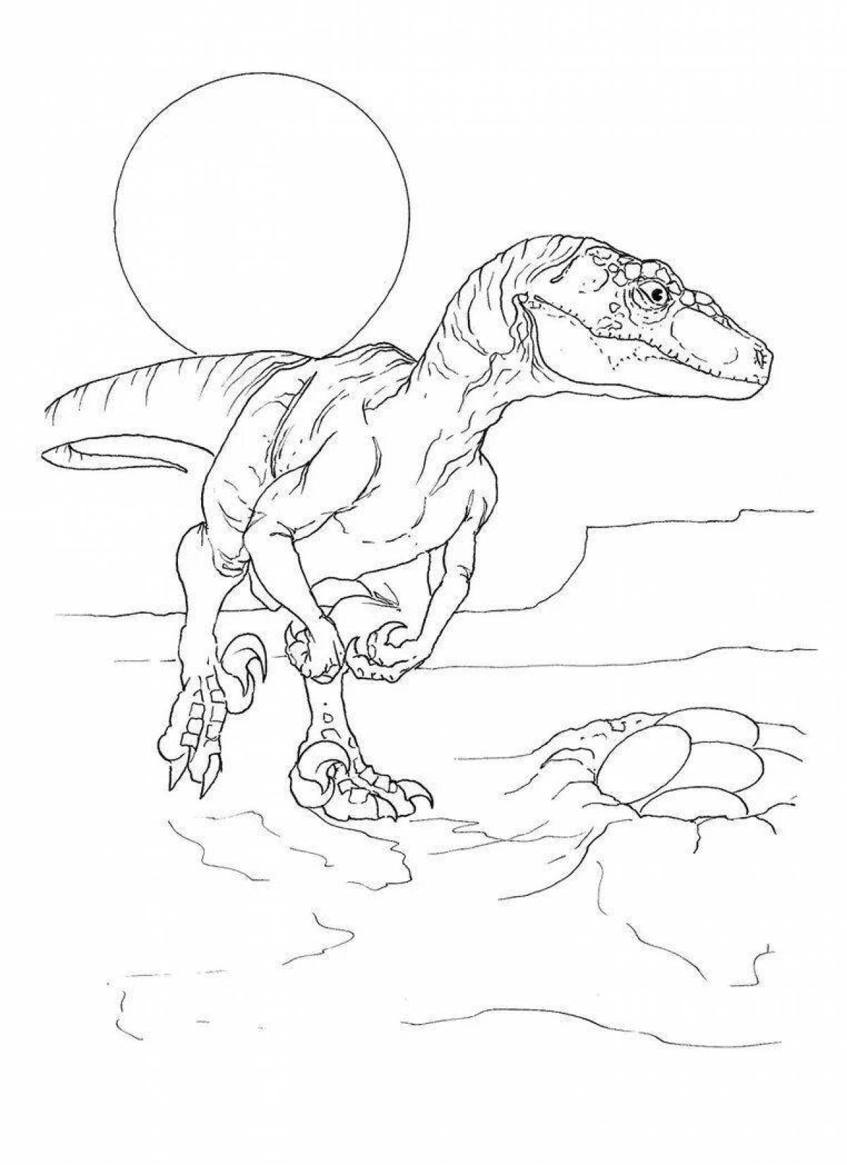 Greatly colored velociraptor blue coloring page
