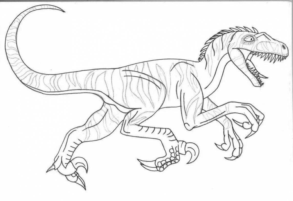 Boldly colored velociraptor blue coloring page